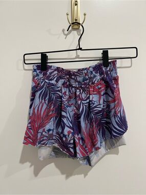 lululemon athletica Floral Leaf Athletic Shorts - Blue, Pink & Purple